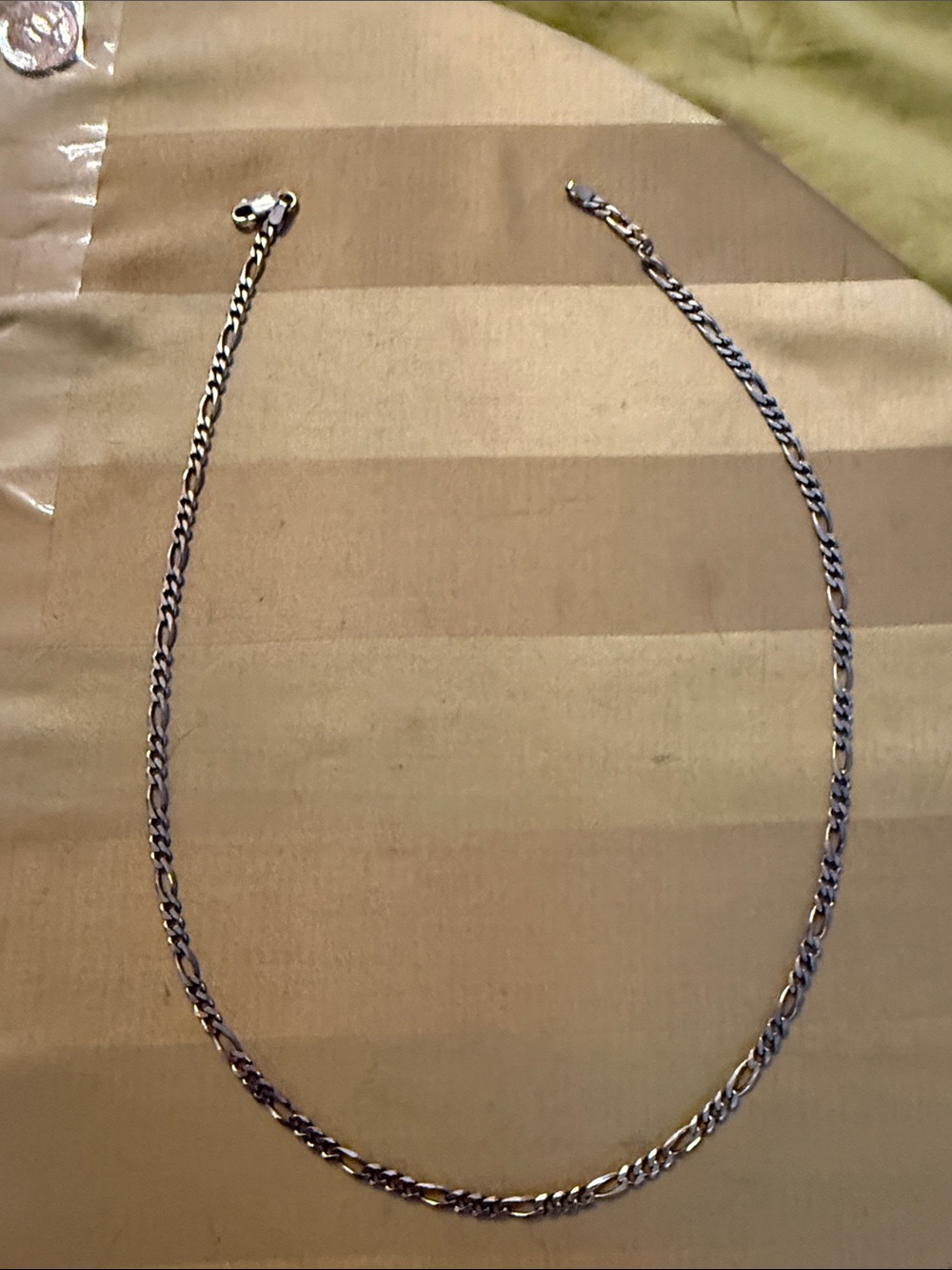 Classic large sterling Silver Figaro Chain Necklace 20 inches